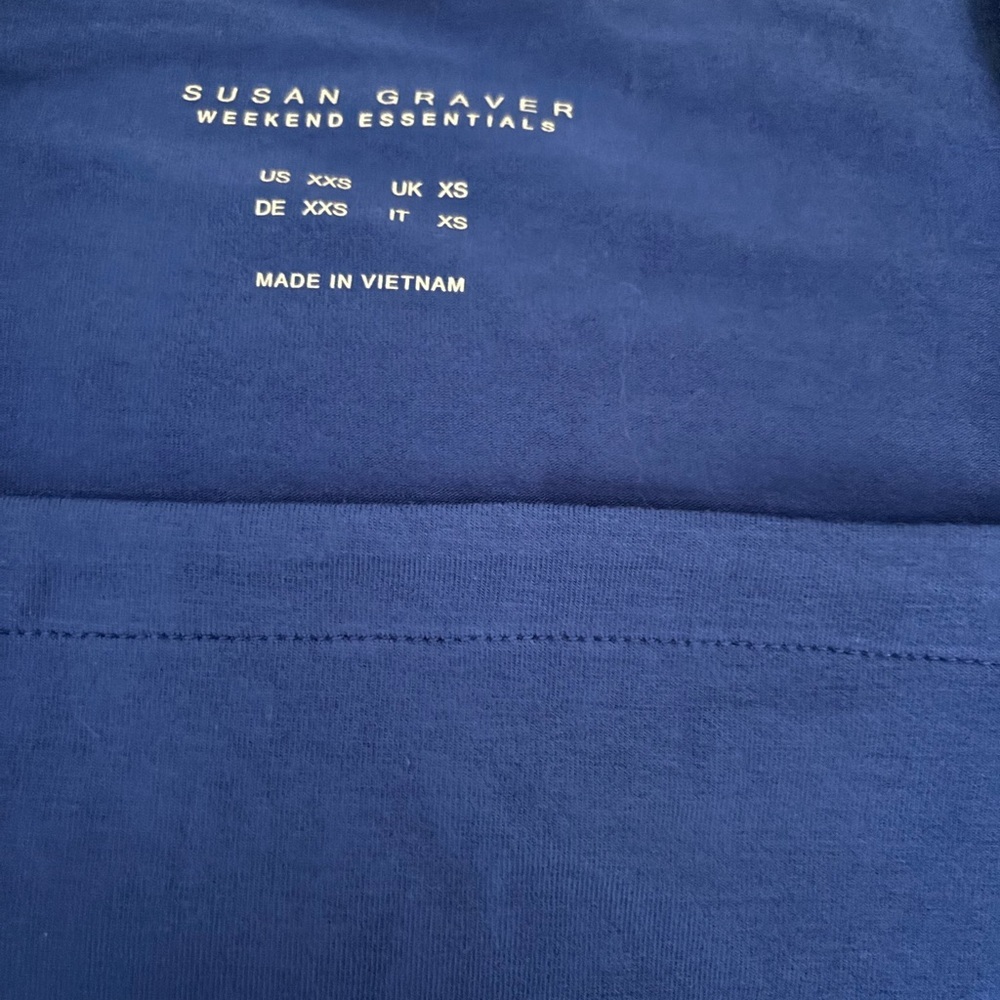 Susan Graver Royal Blue Square Neck Tee 54% Cotton 40% modal 6% spandex - Picture 3 of 3